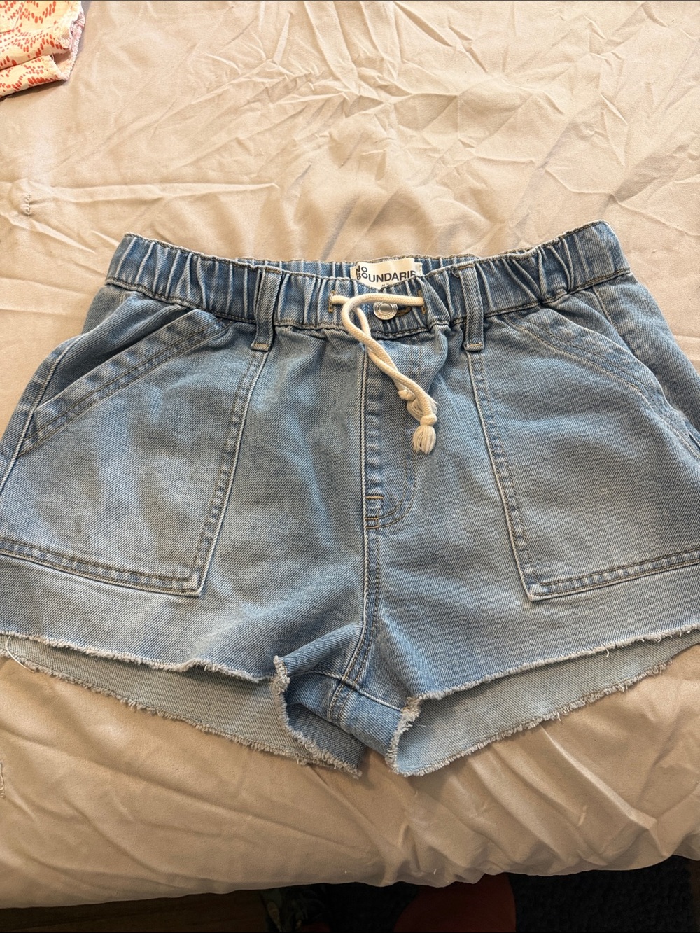 No Boundaries Light Blue Denim Drawstring Shorts